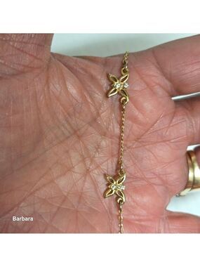 Vintage 80s Avon Gold-tone & Crystal Butterfly Ankle Link Bracelet